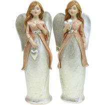 Angelo figūra angelas sargas Kalėdinis angelas su širdele H19cm 2vnt