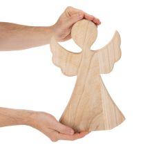 daiktų Medinis angelo dekoratyvinis paveikslas, pagamintas iš šviesios natūralios medienos, kalėdinė dekoracija, 30 cm
