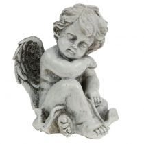 daiktų Memorialinė figūrėlė miegantis angelas pilkas 16cm 2 vnt