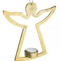 daiktų Dekoratyvinis angelas, arbatinės žvakidės laikiklis pakabinti, metalinė apdaila auksinė H20cm