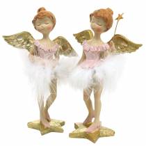 daiktų Deco balerina angel rožinė, auksinė Ø11,5 H15cm 2vnt