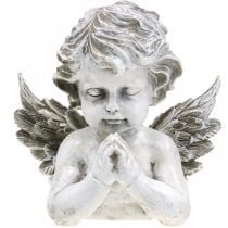 Meldžiantis angelas, laidotuvių floristika, angelo figūros biustas, kapo puošmena A19cm P19.5cm