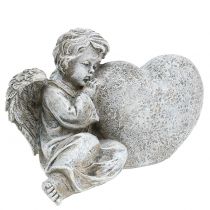 Angelas su širdele pilkas 11,5cm × 9cm × 6,5cm 2vnt