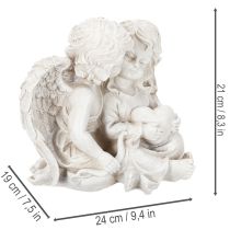daiktų Angelo dekoracija Vaikiška angelo poros su širdele skulptūra 24 cm
