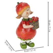 daiktų Braškių mergaitės dekoratyvinė figūrėlė vasaros dekorui, miela statulėlė svetainei ir balkonui, 18 cm