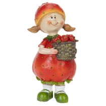 daiktų Braškių mergaitės dekoratyvinė figūrėlė vasaros dekorui, miela statulėlė svetainei ir balkonui, 18 cm