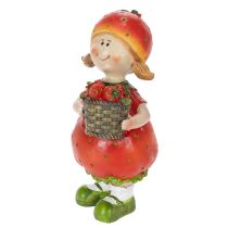 daiktų Braškių mergaitės dekoratyvinė figūrėlė vasaros dekorui, miela statulėlė svetainei ir balkonui, 18 cm