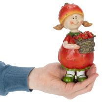 daiktų Braškių mergaitės dekoratyvinė figūrėlė vasaros dekorui, miela statulėlė svetainei ir balkonui, 18 cm