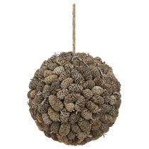 daiktų Dekoratyvinis baltai dažytas kūgio formos rutulys pakabinimui, 20 cm