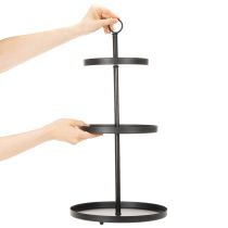 daiktų Trijų pakopų metalinis apvalus serviravimo stovas, skirtas daugiapakopiam stalo papuošimui, 61 cm