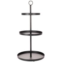 daiktų Trijų pakopų metalinis apvalus serviravimo stovas, skirtas daugiapakopiam stalo papuošimui, 61 cm