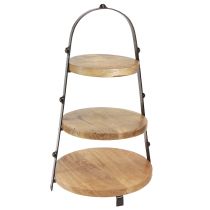 daiktų 3 pakopų medinė apdaila natūrali juoda Ø30cm H52cm