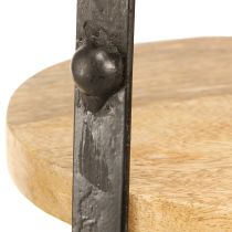 daiktų Tortų stovas medinis metalas natūraliai juodas 2 pakopų Ø25,5cm H38cm