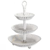 daiktų Metalinis 3 pakopų padėklas, baltas H23 cm