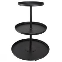 daiktų Tortų stovas juodas 3 pakopų metalinės apvalios kojelės Ø40cm H52cm