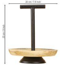 daiktų Etagere vienpakopė metalinė medinė lėkštė natūrali juoda 24cm