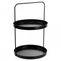 Tortų stovas dekoratyvinis padėklas stalo lentyna metalinė juoda H30cm Ø20cm