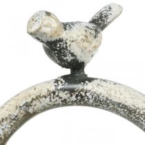 Tortų stovas, metalinis vintažinis pilkas atspalvis su paukščiu, aukštis 60 cm