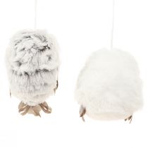 daiktų Pelėdų dekoracijos, pelėdų figūrėlės pakabinimui, baltos ir pilkos, 6 cm, 2 vnt.
