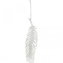 daiktų Pakabinamos plunksnos, eglutės puošmena, dekoratyvinės plunksnos su blizgučiais, vestuvinės baltos L19cm 12vnt