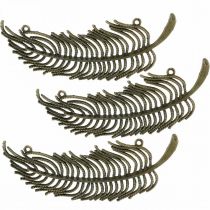 daiktų Dekoratyvinės plunksnos, papuošalų pakabučiai, metalinės plunksnos, išsklaidytos dekoracijos bronzos spalvos L8cm 10 vnt.