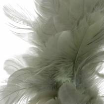 Dekoratyvinis plunksnų vainikas pilkas Ø18cm Velykų puošmena tikros plunksnos