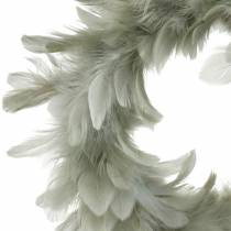 Velykų puošmena plunksnų vainikas pilkas Ø16,5cm tikros plunksnos