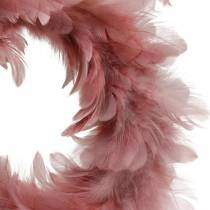 Velykų puošmena plunksnų vainikas senai rožinis Ø25cm pavasario puošmena