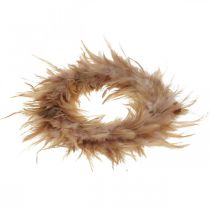 daiktų Plunksnų vainikas rožinis, raudonai rudas Ø16cm Tikrų plunksnų pavasarinė puošmena