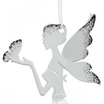 daiktų Pakabinamas pakabukas Elf Dekoracija Metalas Baltas Ø6cm H9cm 4 Vnt