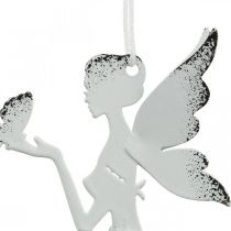 Pakabinamas elf deco metalas baltas Ø7,5cm H12cm 4vnt