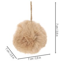 daiktų Dekoratyviniai bumbulai pakabinimui, pūkuoti kailio kamuoliukai, 7 cm, 6 vnt.