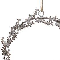 daiktų Langų dekoracija, durų vainikas, „shabby chic“ gėlių vainikas, metalinis, baltas, Ø16,5 cm