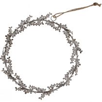 daiktų Langų dekoracija, durų vainikas, „shabby chic“ gėlių vainikas, metalinis, baltas, Ø16,5 cm