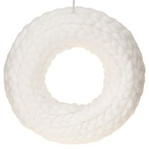 daiktų Dekoratyvinis veltinio dekoravimo vilnos vainikas baltas pakabinimui Ø25cm