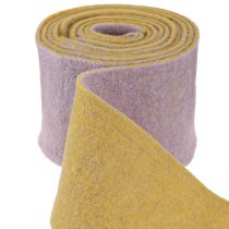 daiktų Veltinio juostelė, puodo juostelė, vilnonė juostelė dviejų atspalvių garstyčių geltona, violetinė 15cm 5m