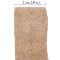 daiktų Vilnonio veltinio juostelė, dvispalvė, parduodama metrais kūrybiniams projektams, ruda/balta, 15 cm x 5 m