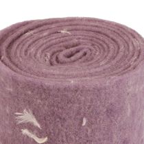 Veltinis kaspinas vilna juostelė dekoratyvinis audinys violetinės plunksnos vilnos veltinis 15cm 5m