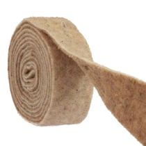 daiktų Veltinis kaspinas vilnos juostelė dekoratyvinis audinys rudas smėlio spalvos vilnos veltinis 7,5cm 5m
