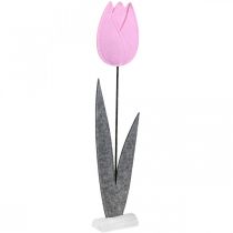 Veltinio gėlių veltinio deko gėlė tulpė rožinė stalo puošmena H68cm