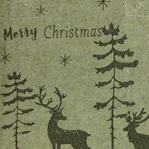daiktų Veltinio maišelis „Merry Christmas“ mažas su rankenėlėmis, žalias, 15 × 10 cm