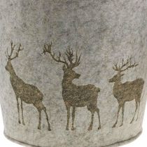 Kalėdinės dekoracijos veltinio krepšelis apvalus elnių sodintuvas 38cm / 30cm rinkinys po 2