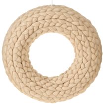 daiktų Šviesiai rudos spalvos veltinio vilnos dekoratyvinis vainikas kabinimui Ø30cm P4cm