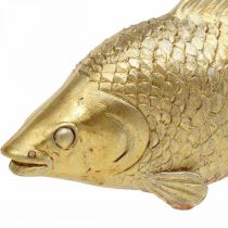 Dekoratyvinė žuvies aukso spalvos statula stovi žuvies skulptūra Polyresin Small L18cm