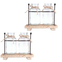 daiktų Butelių vaza dekoratyviniai buteliai stiklo medžio 23x12x19,5cm 2vnt