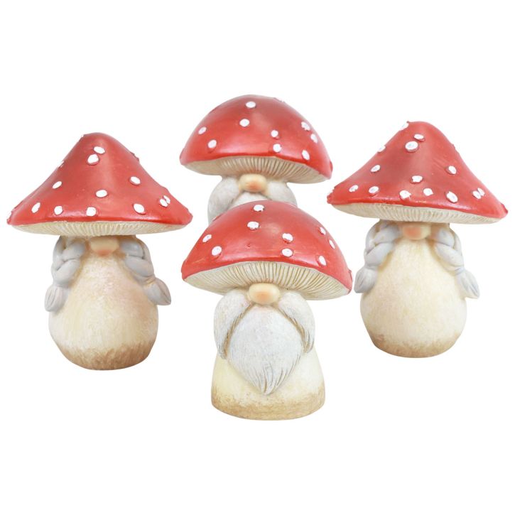 daiktų Musmirė Dekoracija Grybai Rudens Dekoracija Raudona Balta Ø6cm A7.5cm 4 vnt.