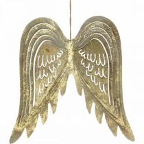 daiktų Kalėdų puošmena angelo sparnai, metalinė puošmena, sparnai pakabinti auksiniai, senovinės išvaizdos A29,5cm P28,5cm
