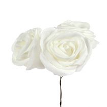 Putplasčio rožė balta su perlamutru Ø7,5cm 12p