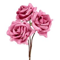 Putplasčio rožė Ø7,5cm rožinė 18vnt