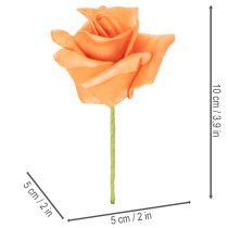 daiktų Dirbtinė oranžinė rožė, 5 cm žiedas, viena, 100 vnt.